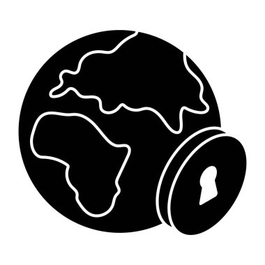 Keyhole with globe, icon of global security 