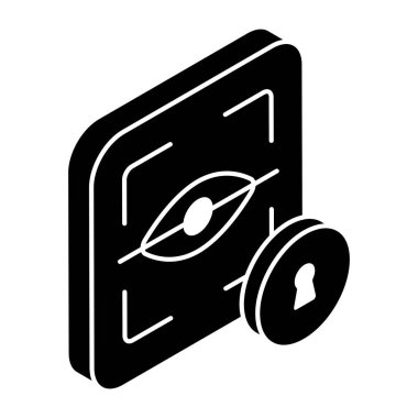 A colored design icon of iris recognition