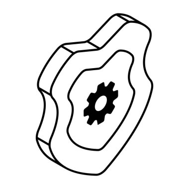 Gear inside shield, icon of security setting 