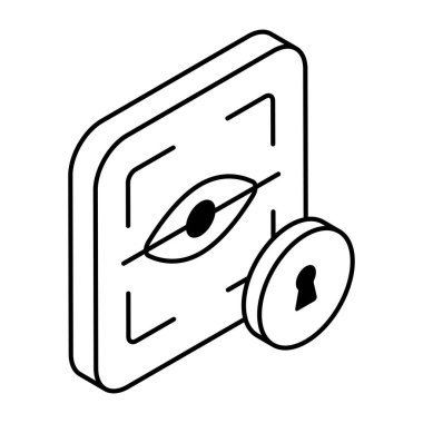 A colored design icon of iris recognition