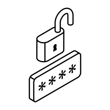 Flat design icon of password lock 