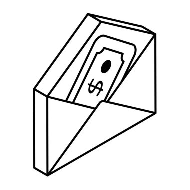 Conceptual flat design icon of money envelope 