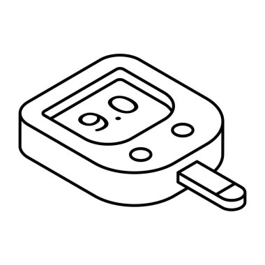 Şeker test makinesi simgesi, glukometrenin doğrusal tasarımı