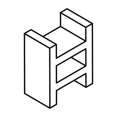 An icon of shelves in flat isometric design available for instant download 