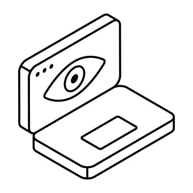 Flat design icon of laptop monitoring