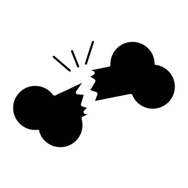 A flat design icon of broken bone 