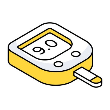 Şeker test makinesi simgesi, glukometrenin doğrusal tasarımı