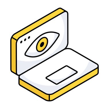 Flat design icon of laptop monitoring