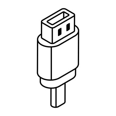 Flat design icon of usb port 
