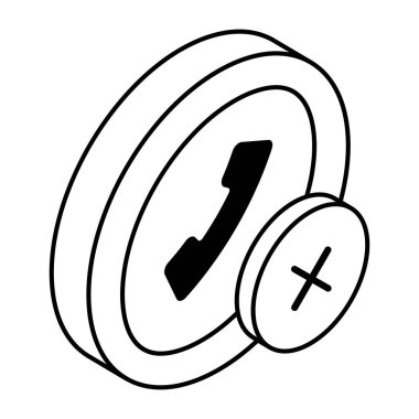 Conceptual flat design icon of call cancel 