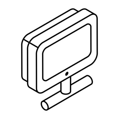 A flat design icon of monitor 