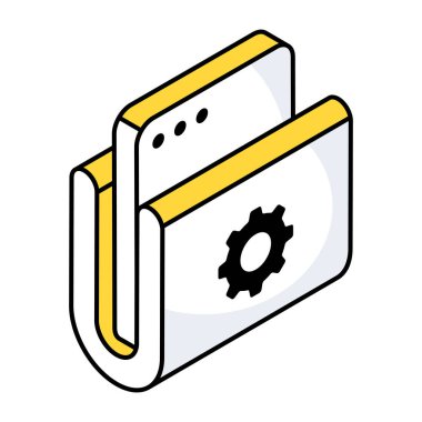 Conceptual flat design icon of folder setting