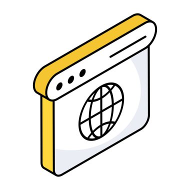 Icon of web browser in flat design