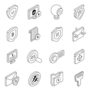 This pack contains security icons with editable strokes for all purposes you need with logotype templates. So, click the download button to hold this collection.