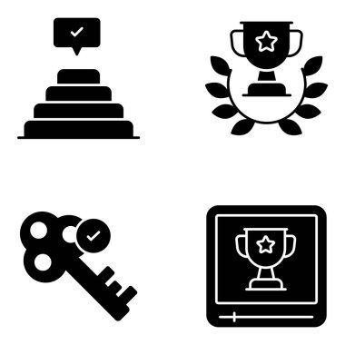 A solid icon pack of success and achievement is here. These are designed with love to the details. We tried to make the icons interesting, and eye-catching. Everything you may need to visualize your business in an effective way
