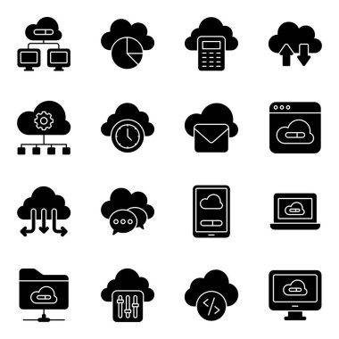 Set of cloud technology solid icons. Everything icons are fully editable, so you can edit the stroke, resize or change color.