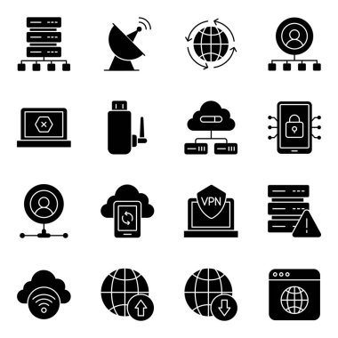 Creatively designed pack of data hosting solid icons is here to facilitate you in customizing your graphics projects. Happy downloading