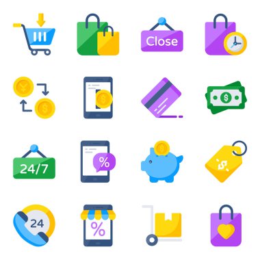 A large selection of very high quality shopping icons. This pack contains most of the icons you need for your website, your app or even for your software.