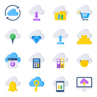 Check out this set of cloud computing icons. All icons in this set are designed keeping in mind the technology theme. Download this flat icons set for your upcoming projects.