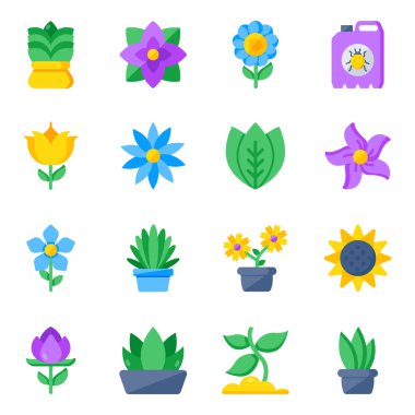 Flat icons pack of flowers is here engraving vectors isolated on white background. Happy downloading.