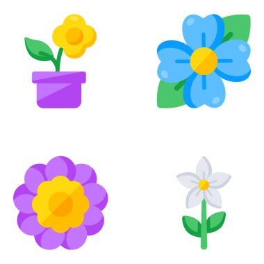 Flat icons pack of flowers is here engraving vectors isolated on white background. Happy downloading.