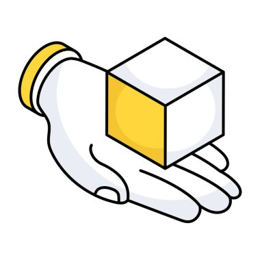 3d küpün düzenlenebilir tasarım simgesi