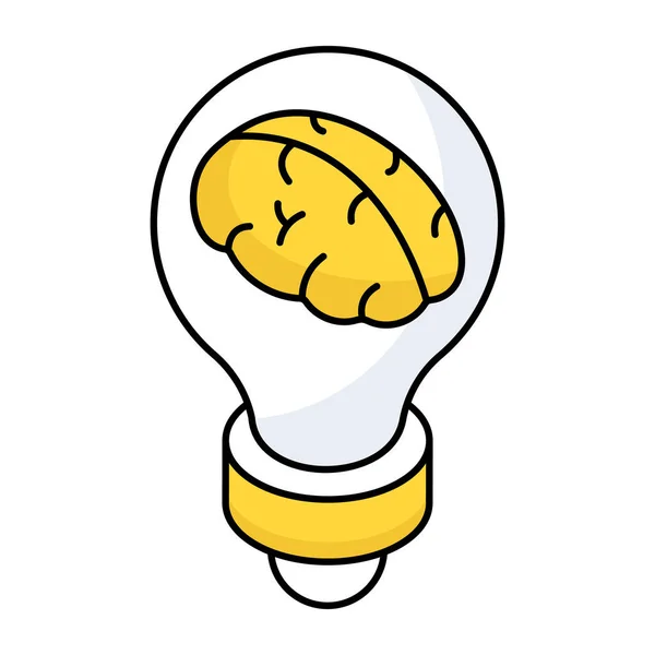 Conceptual Flat Design Icon Brain Idea — Stock Vector