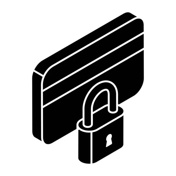 Padlock Card Icon Secure Atm Card — Vetor de Stock