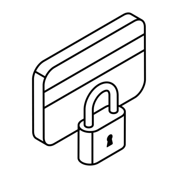 Padlock Card Icon Secure Atm Card — Stockvektor
