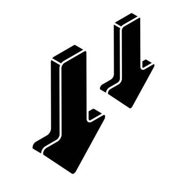 Aşağı doğru okların modern tasarım simgesi 