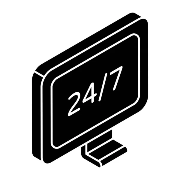 Conceptual Glyph Design Icon 7Hr Service — Stock Vector