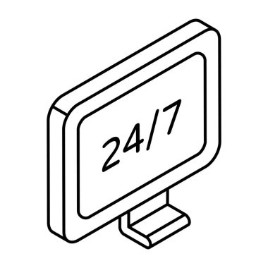 24 / 7 hr servisinin kavramsal doğrusal tasarım simgesi 
