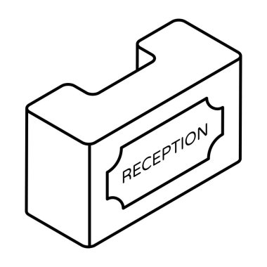 Resepsiyon masasının doğrusal tasarım simgesi