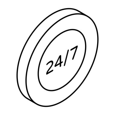 24 / 7 hr servisinin kavramsal doğrusal tasarım simgesi 