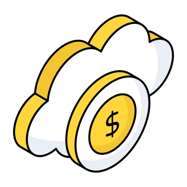 Ícone Design Dinheiro Nuvem — Vetor de Stock