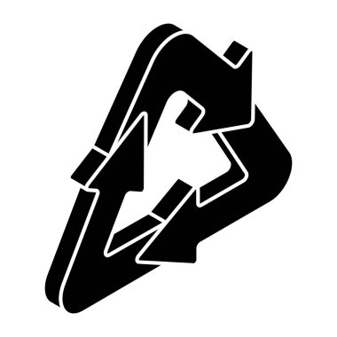 Geri dönüşümün kavramsal katı tasarım simgesi 