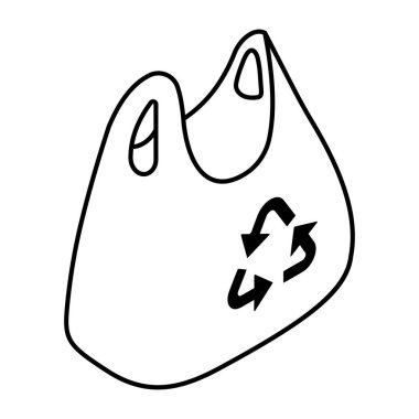 Plastik torba geri dönüşümünün kavramsal doğrusal tasarım simgesi 