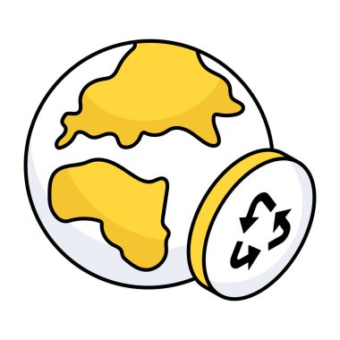 Conceptual flat design icon of global recycling 