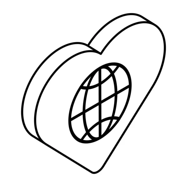 Icona Dell Amore Globale Vettore Modificabile — Vettoriale Stock