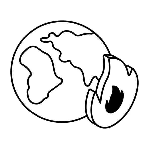 Design Icône Flamme Globe Brûlant — Image vectorielle