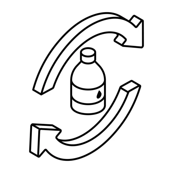 Konceptualizacja Ikony Projektowania Linii Recyklingu Butelek — Wektor stockowy