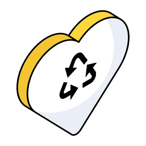 Conceptual Icono Diseño Plano Reciclaje Del Corazón — Vector de stock