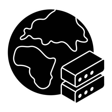 Küresel sunucunun düz simge tasarımı 