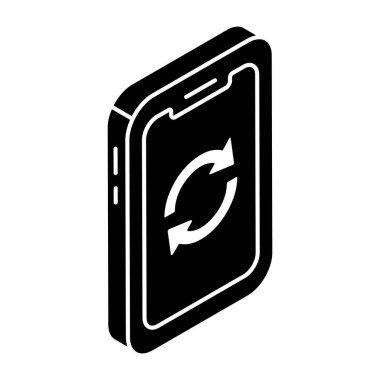 Akıllı telefonun içindeki oklar, mobil senkronizasyonun simgesi