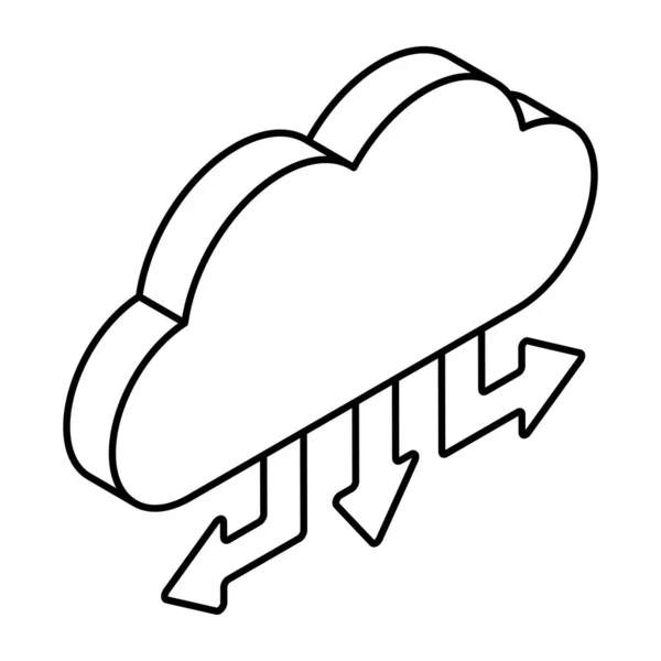 Liniowa Ikona Projektu Strzałek Chmur — Wektor stockowy