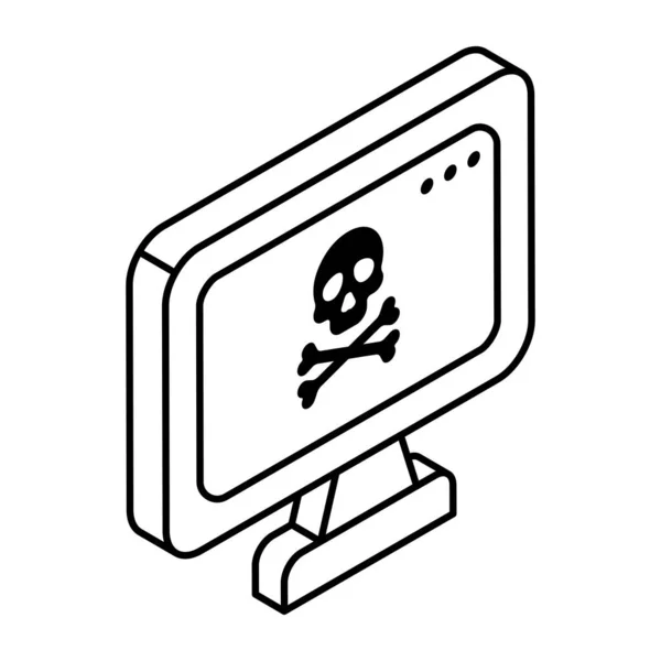 Icono Diseño Lineal Piratería Web — Vector de stock