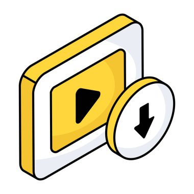 Video indirmenin düz simge tasarımı 
