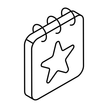 Favori takvimin kavramsal doğrusal tasarım simgesi 