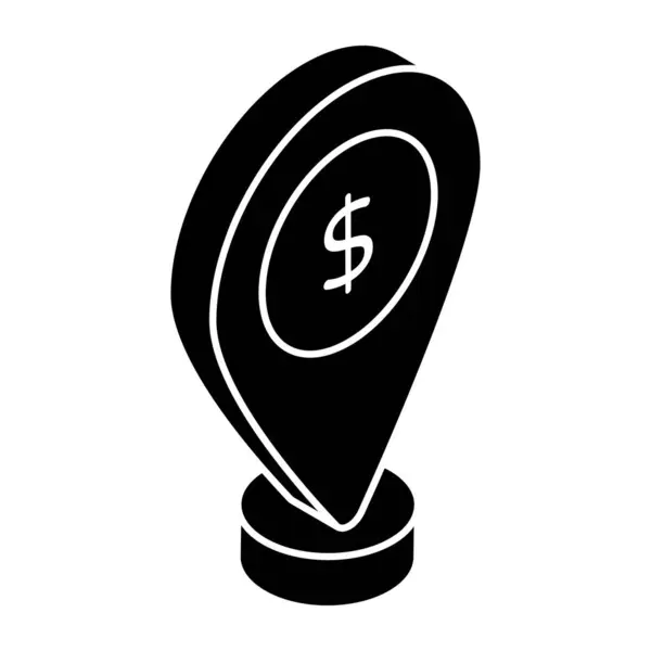 Значок Твердого Дизайна Местоположения Банка — стоковый вектор