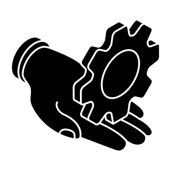 Gear Hand Icon Support — Vector de stock